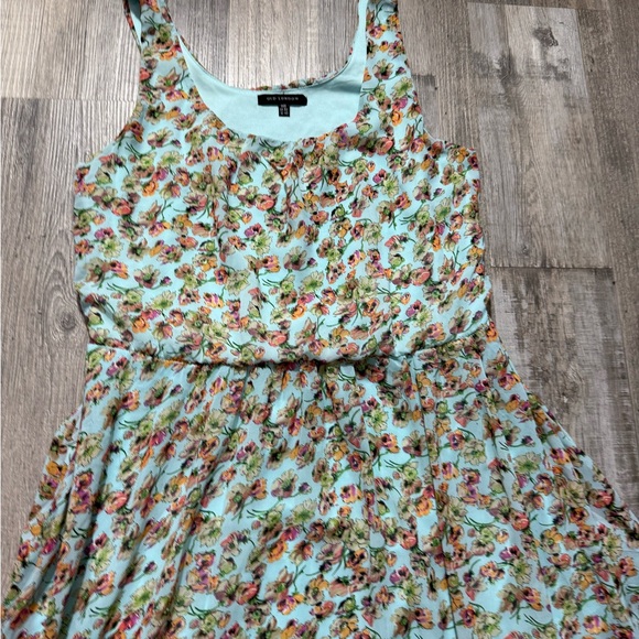 QED London Floral Dress - Mint and Pink spring summer wear sleeveless - Picture 4 of 5